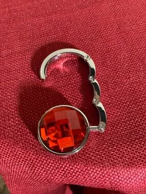 Silver-Tone Red Crystal Purse Hook - Women Jewelry